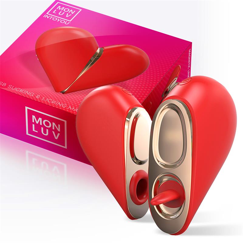 Double heart stimulator 2 in 1 suction and tongue